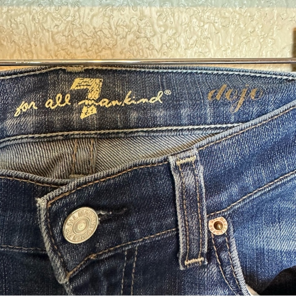 7 For All Mankind Women’s Medium Wash Low Rise Wide Leg Jeans Size 27” - Picture 7 of 9